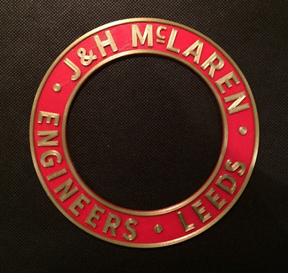 J & H McLaren Leeds Traction Engine Steam Badge Emblem