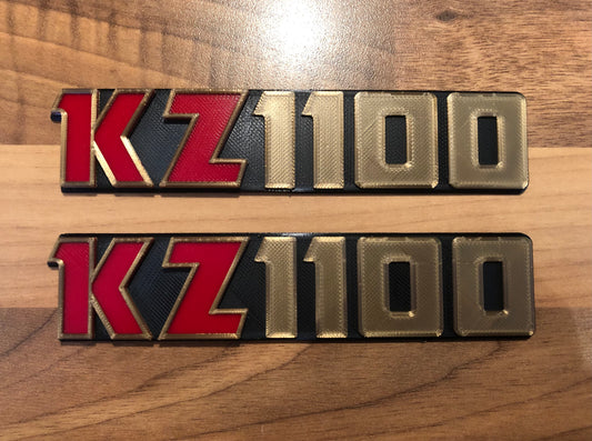 KZ1100 1100R Z1100 ZRX GPz1100 R Side Panel Badge Emblem KZ 1100 for Kawasaki Z ELR - [Red or Blue KZ] set 2