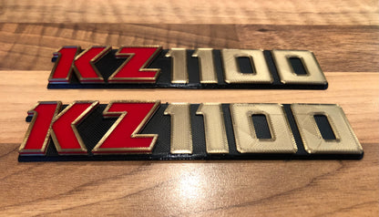 KZ1100 1100R Z1100 ZRX GPz1100 R Side Panel Badge Emblem KZ 1100 for Kawasaki Z ELR - [Red or Blue KZ] set 2
