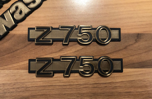 z750 Four, Twin B1/2/3/4  kz750 Gold Side Panel Badge Emblem 750 for Kawasaki Z KZ (pair)