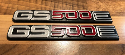 GS500E Side Panel Badges Emblems (set 2pcs) for Suzuki 500 - [Red or Blue 500]