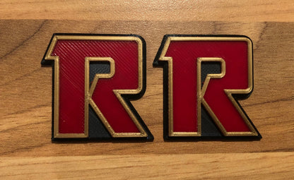 Pair of 2 x R Badges Emblems ELR Side Panel Badge for Kawasaki KZ J 1000R 1100R 1200R - [Red Blue Gold]