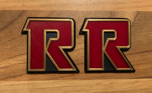 Pair of 2 x R Badges Emblems ELR Side Panel Badge for Kawasaki KZ J 1000R 1100R 1200R - [Red Blue Gold]