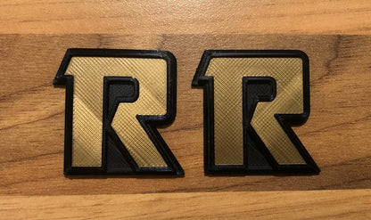 Pair of 2 x R Badges Emblems ELR Side Panel Badge for Kawasaki KZ J 1000R 1100R 1200R - [Red Blue Gold]